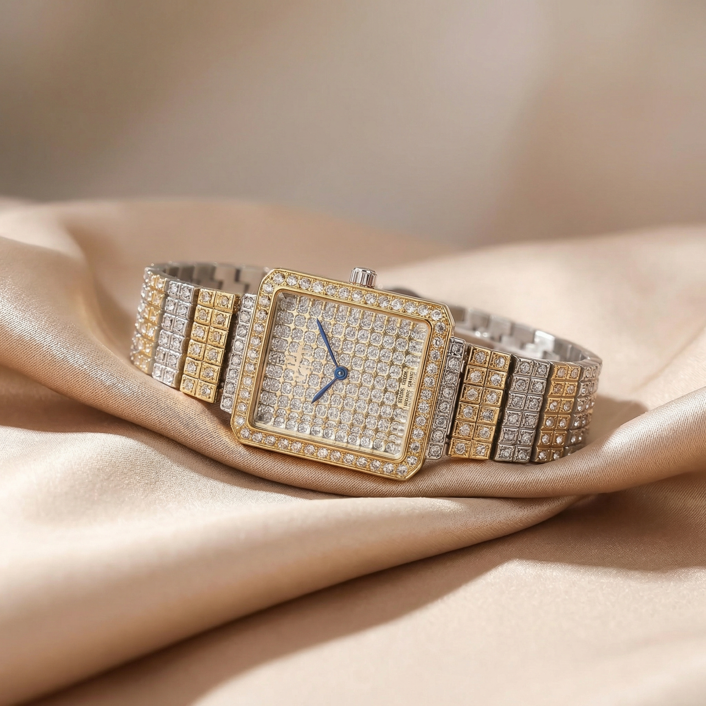 Luxury Crystal Square Bracelet Watch | Gold, Rose Gold & Silver Finish | Elegant Quartz Statement Watch