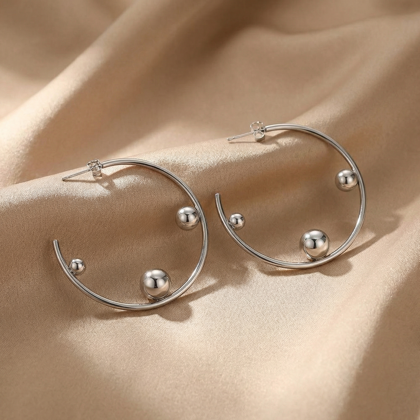 Minimalist Orb Hoop Earrings in Gold & Silver | Modern Open Circle Design