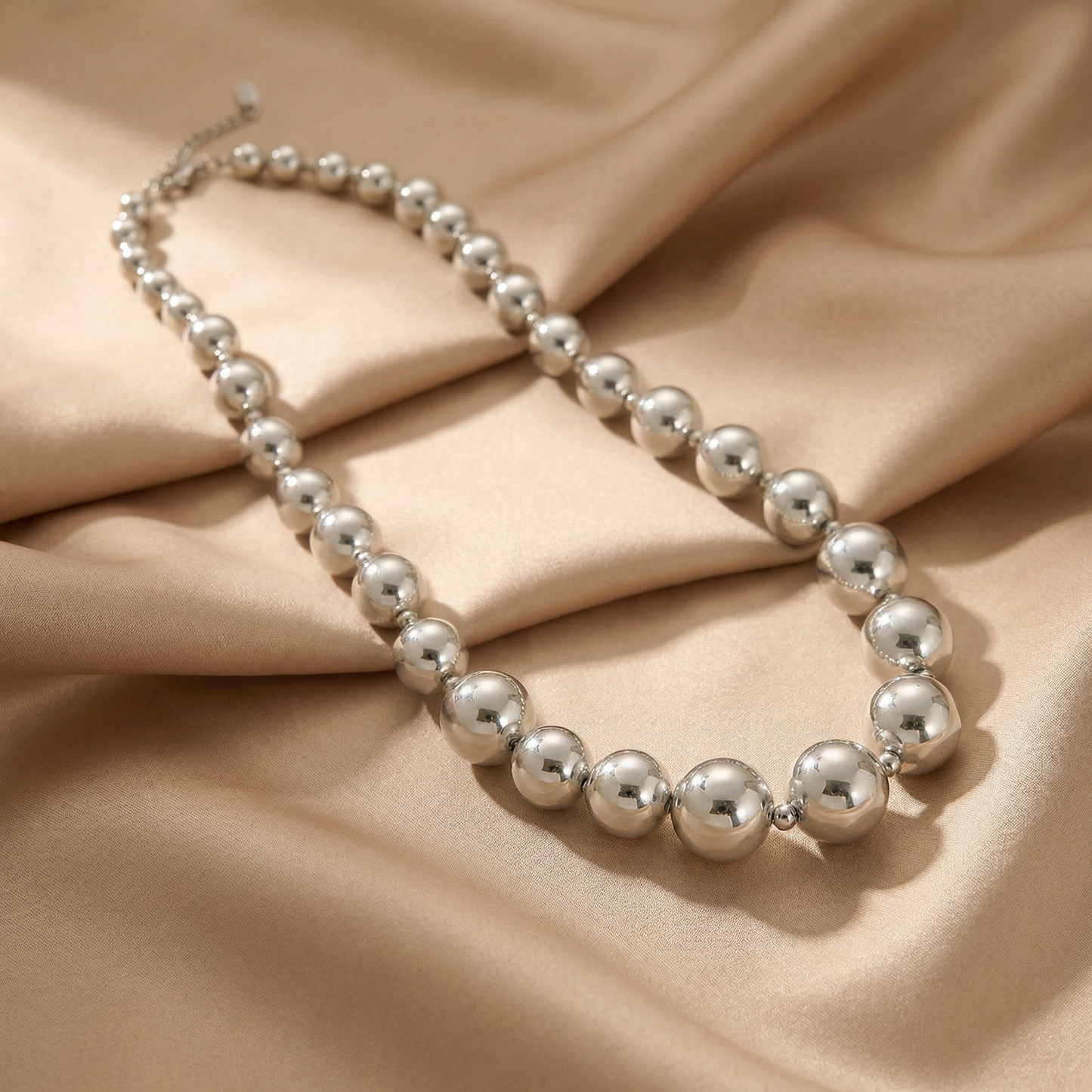 Polished Bead Necklace in Gold & Silver | Minimalist Statement Design