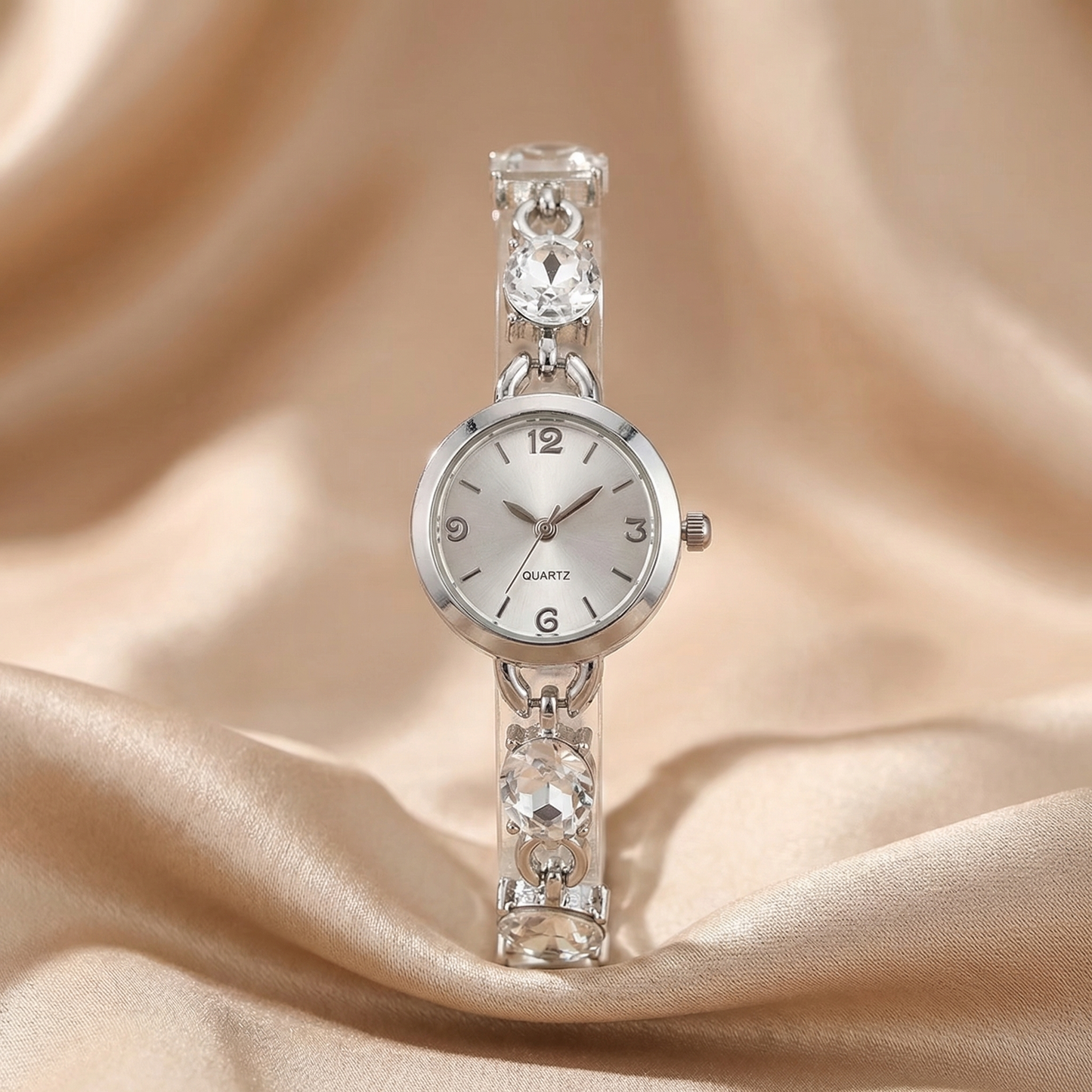 Luxury Crystal Link Bracelet Watch with Elegant Dial | Jewellery-Inspired Statement Timepiece in Gold & Silver