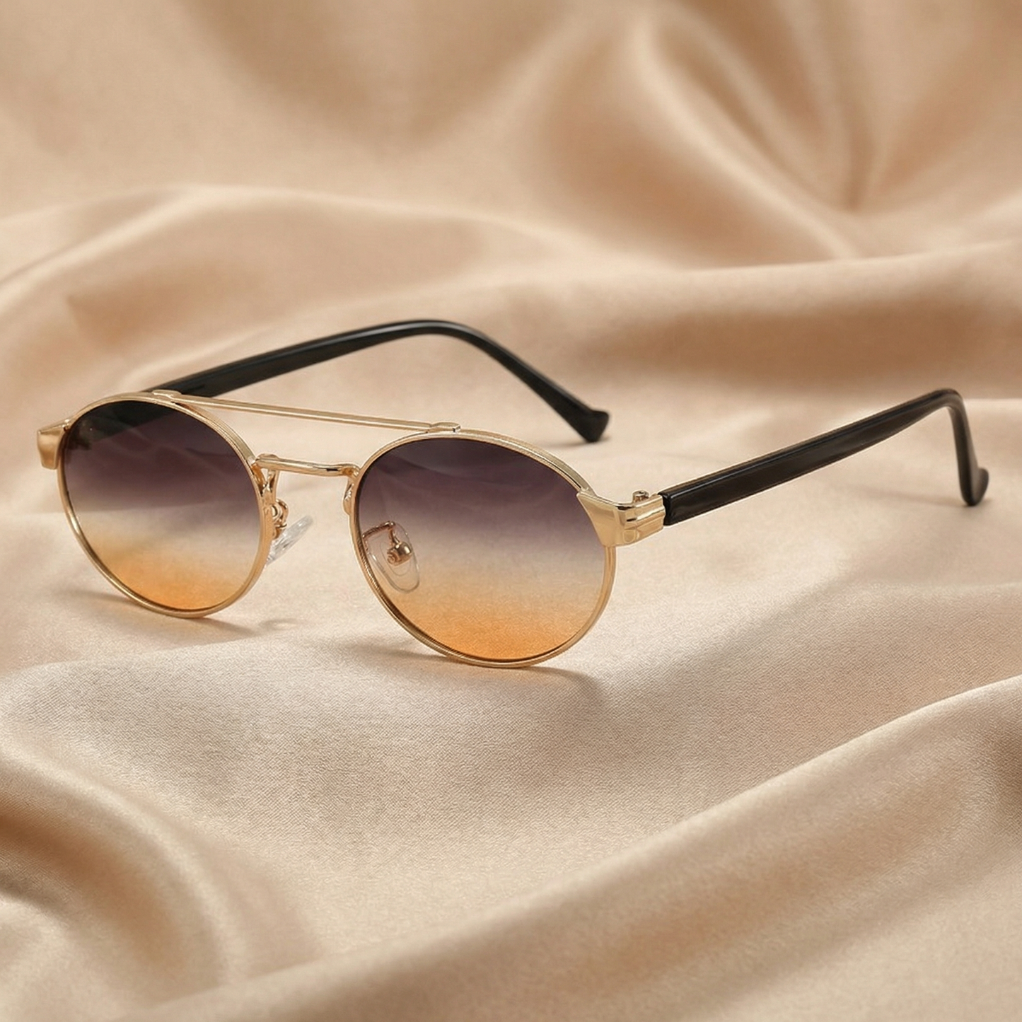 Classic Round Metal Sunglasses in Gold | Refined Frame with Gradient, Clear or Dark Lenses