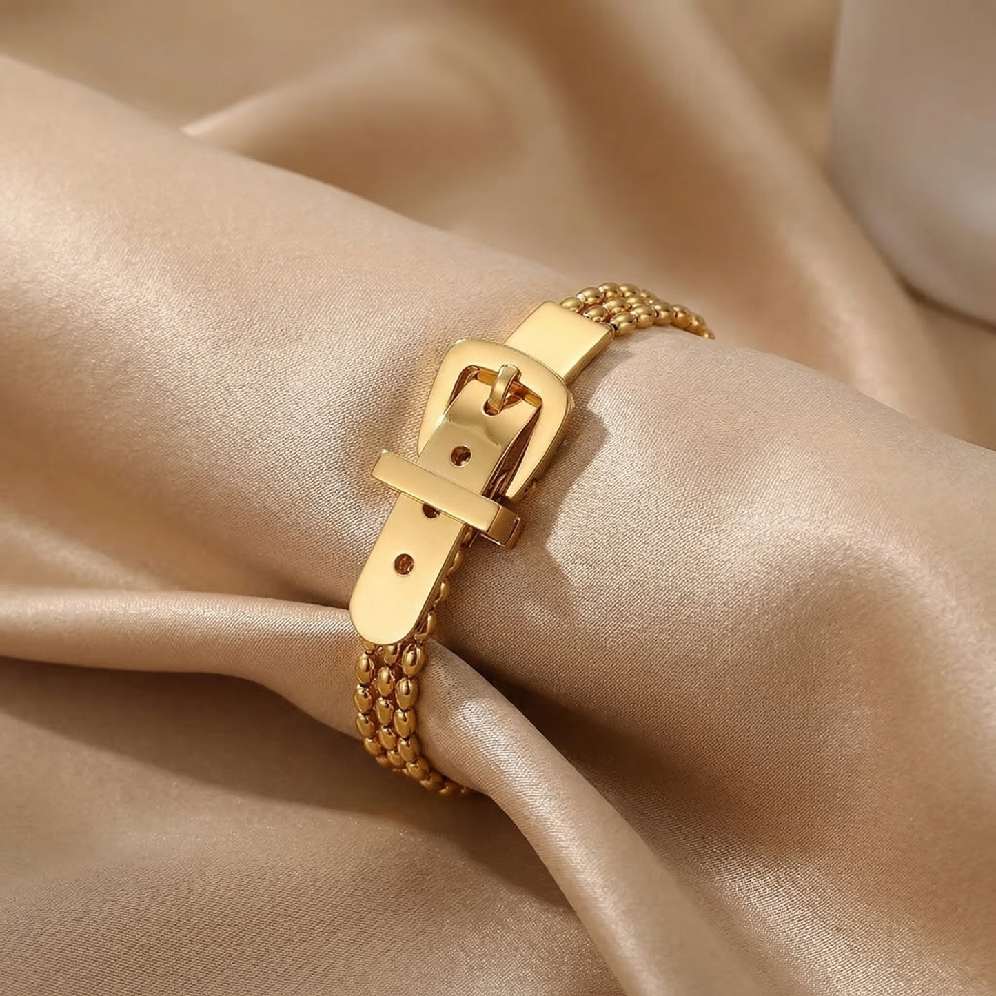 Luxury Gold Buckle Chain Bracelet for Women | Elegant Belt Style Minimalist Statement Jewellery