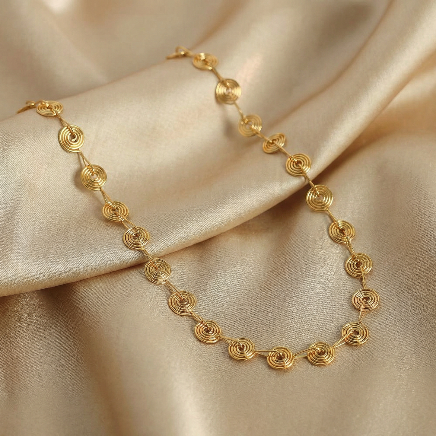 Minimalist Spiral Disc Jewelry Set in Gold | Elegant Layered Design