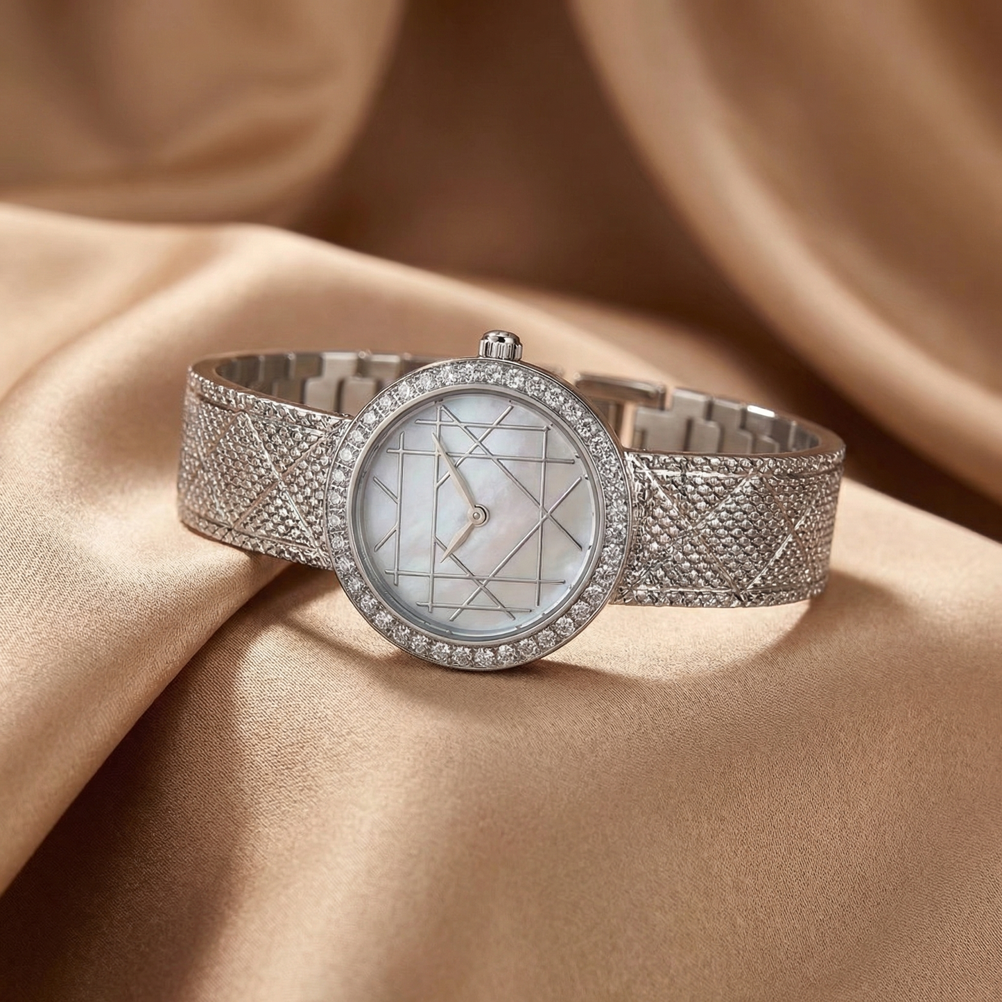 Luxury Crystal Mesh Watch in Gold & Silver | Elegant Minimalist Timepiece