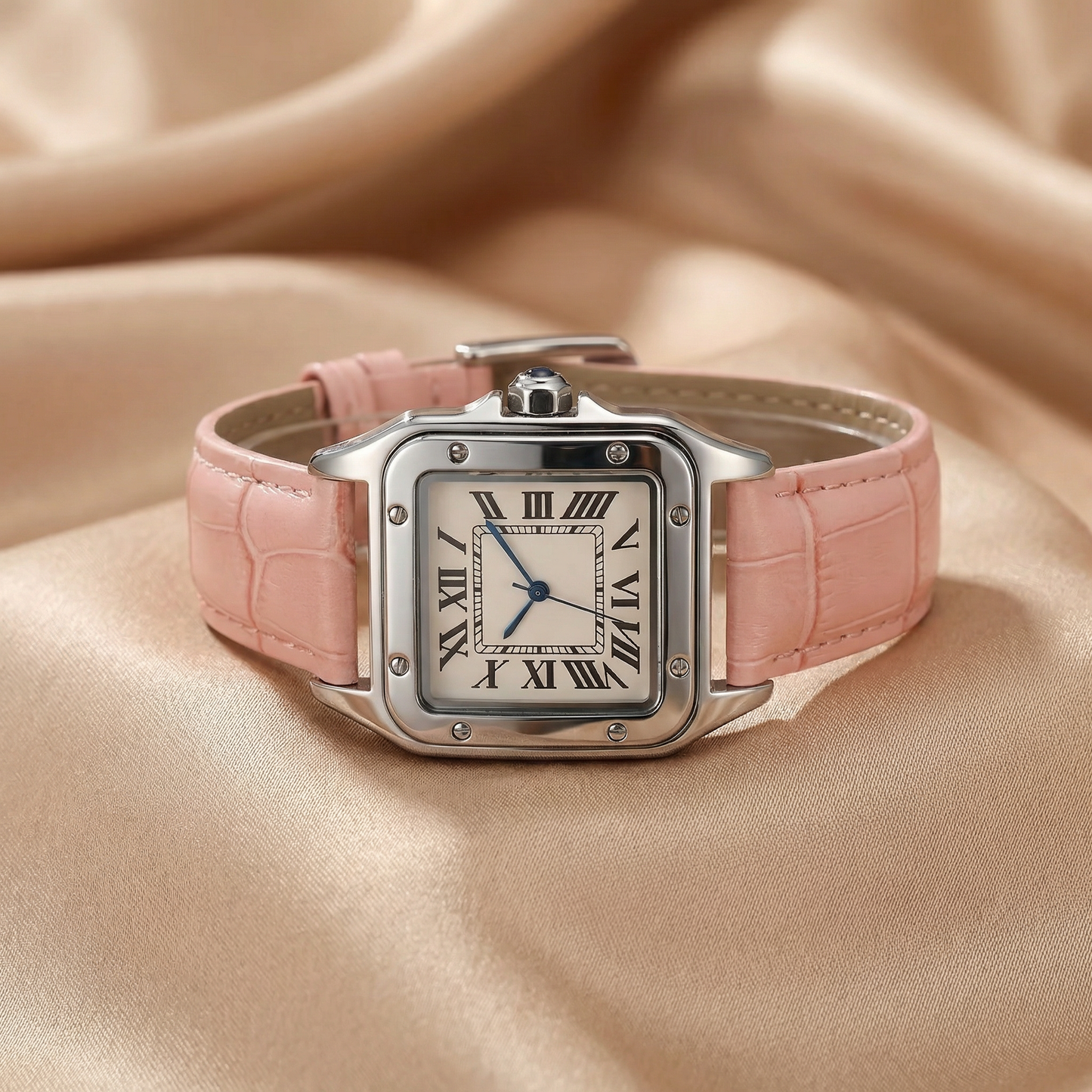 Classic Square Watch in Silver | Timeless Roman Dial Design