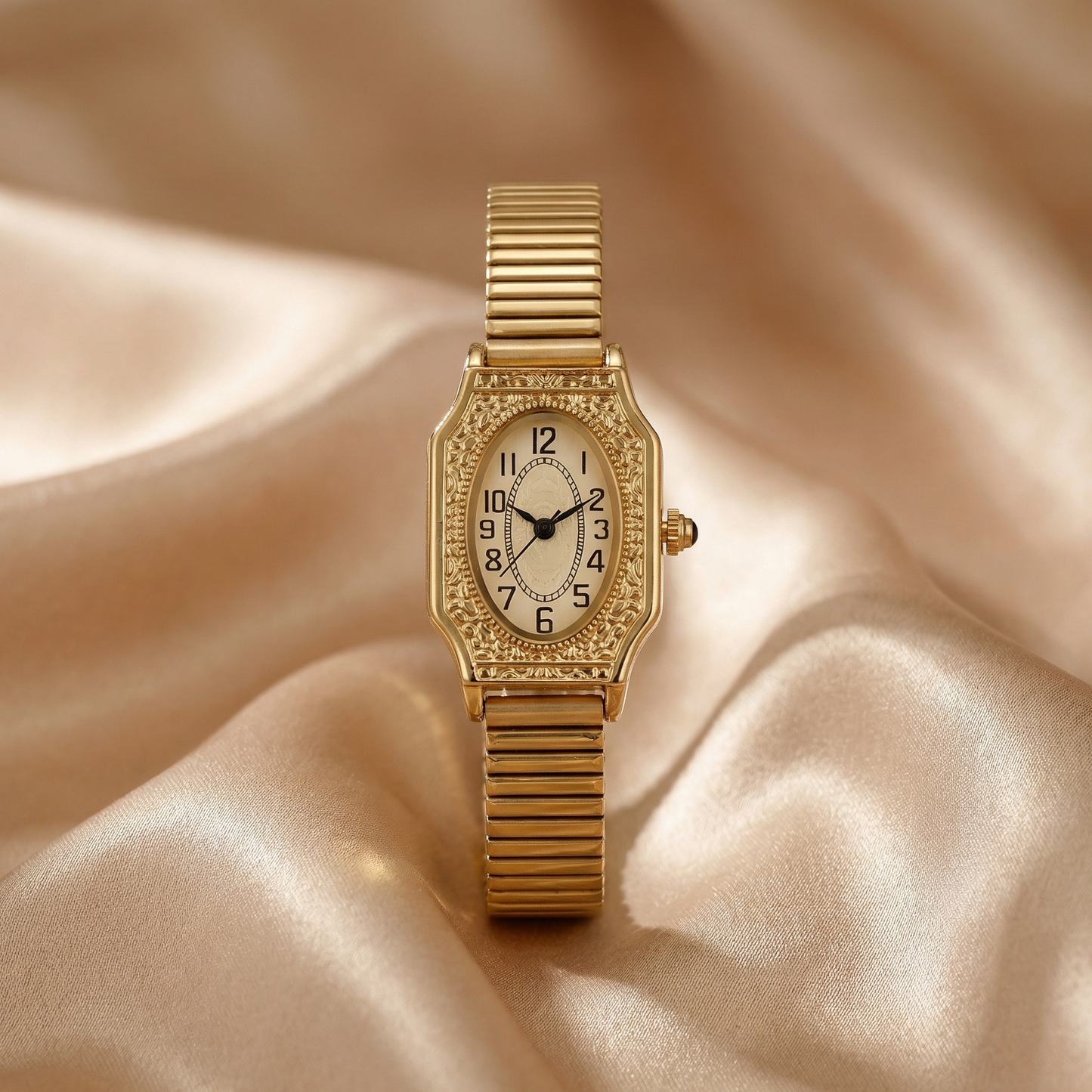 Gold Vintage Rectangle Watch for Women | Stainless Steel Timepiece | Classic Elegant Design