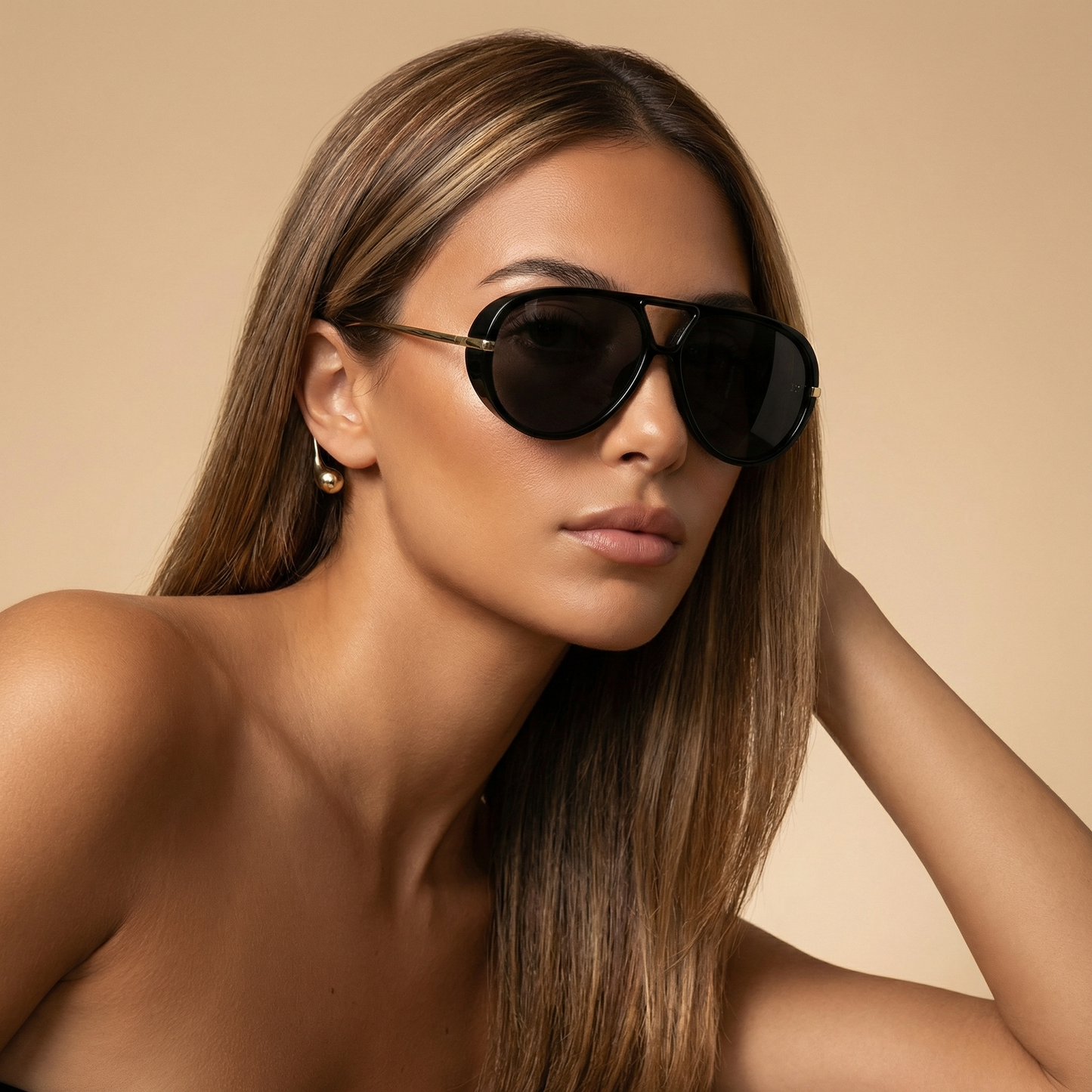 Luxury Aviator Sunglasses in Black Tortoiseshell & Gold | Elegant Metal Frame Summer Fashion Sunglasses for Women & Men