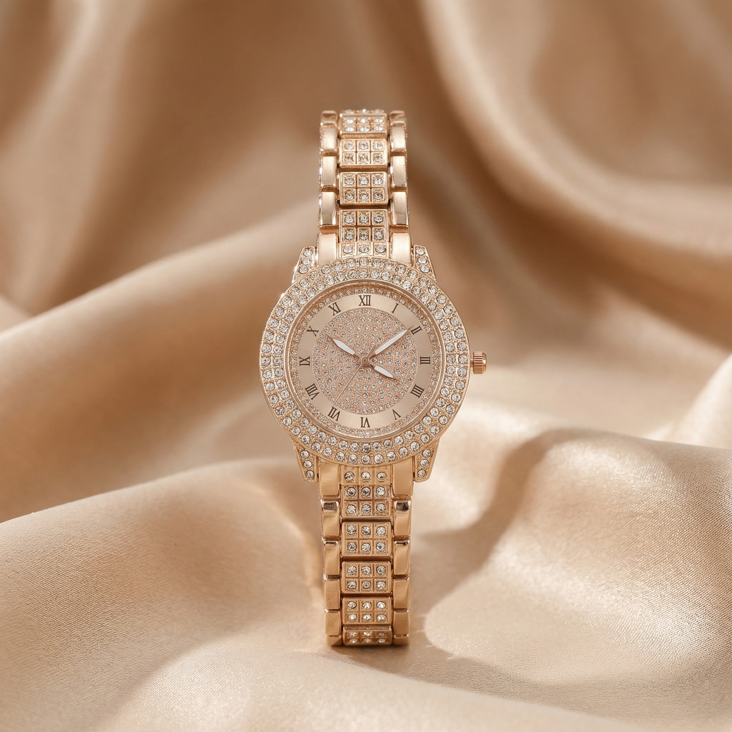 Luxury Crystal Bracelet Watch in Silver, Gold, Rose Gold & Two-Tone | Elegant Stainless Steel Quartz Watch with Diamond-Style Bezel