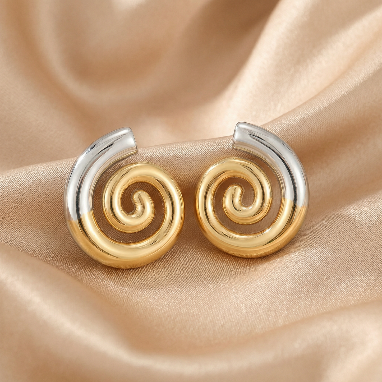 Modern Spiral Statement Earrings in Gold & Silver | Bold Lightweight Swirl Earrings for Everyday & Party Style