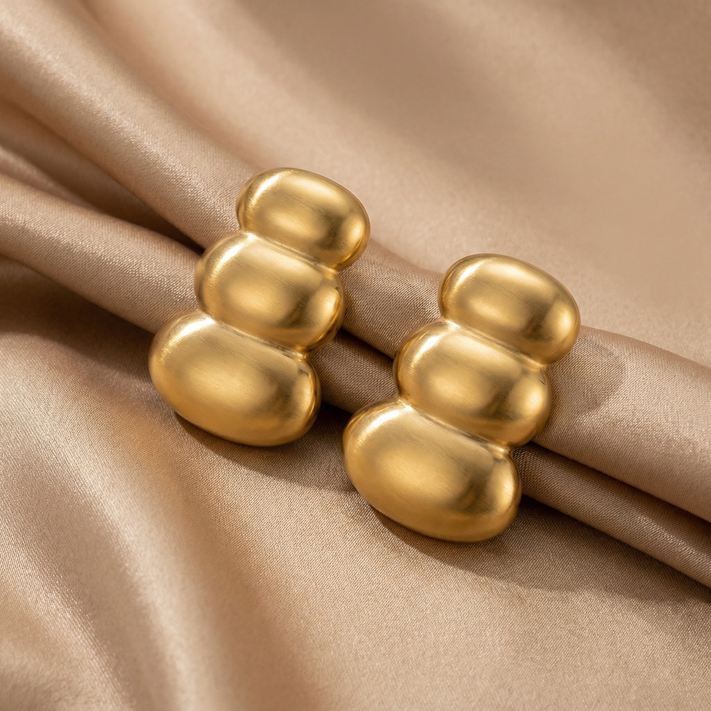 Bold Gold Bubble Stud Earrings in Polished Stainless Steel | Waterproof Statement Jewelry