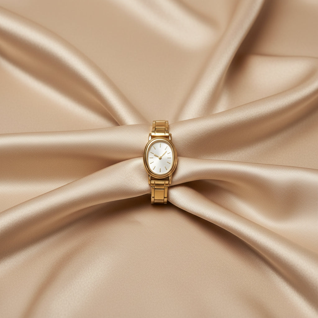 Gold, Light Gold & Silver Oval Watch | Stainless Steel Women’s Classic Bracelet Watch | Modern Everyday Timepiece