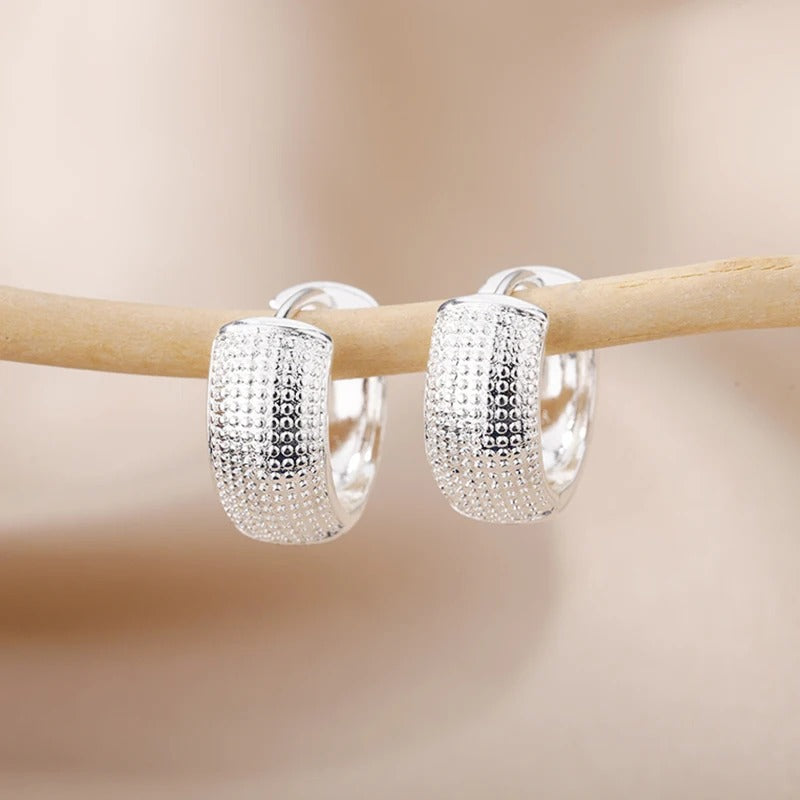Gold & Silver Textured Hoop Earrings | Stainless Steel Women’s Chunky Huggies | Modern Fashion Earrings