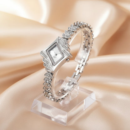 Luxury Rhinestone Square Bracelet Watch | Gold & Silver Women’s Elegant Timepiece | Sparkling Stainless Steel Wristwatch