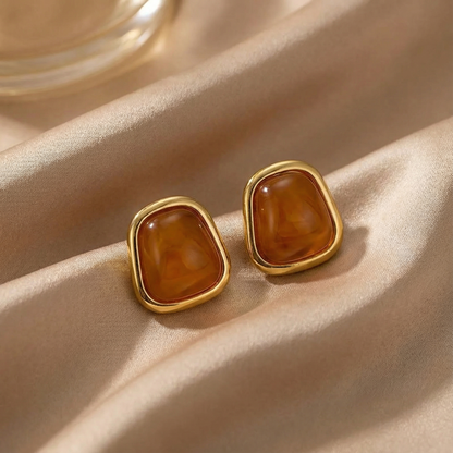 Sculptural Stone Earrings | Organic Shape Design | Gold Finish | Elegant Women’s Statement Jewelry