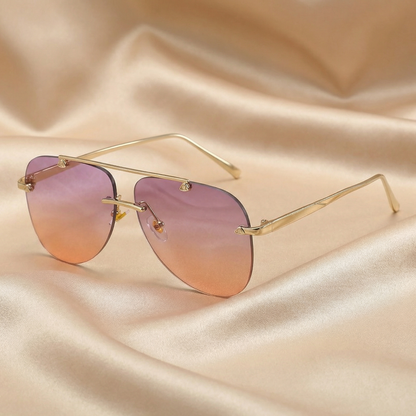 Luxury Gold Aviator Sunglasses with Gradient Lenses | Elegant Statement Frames in Modern Tones
