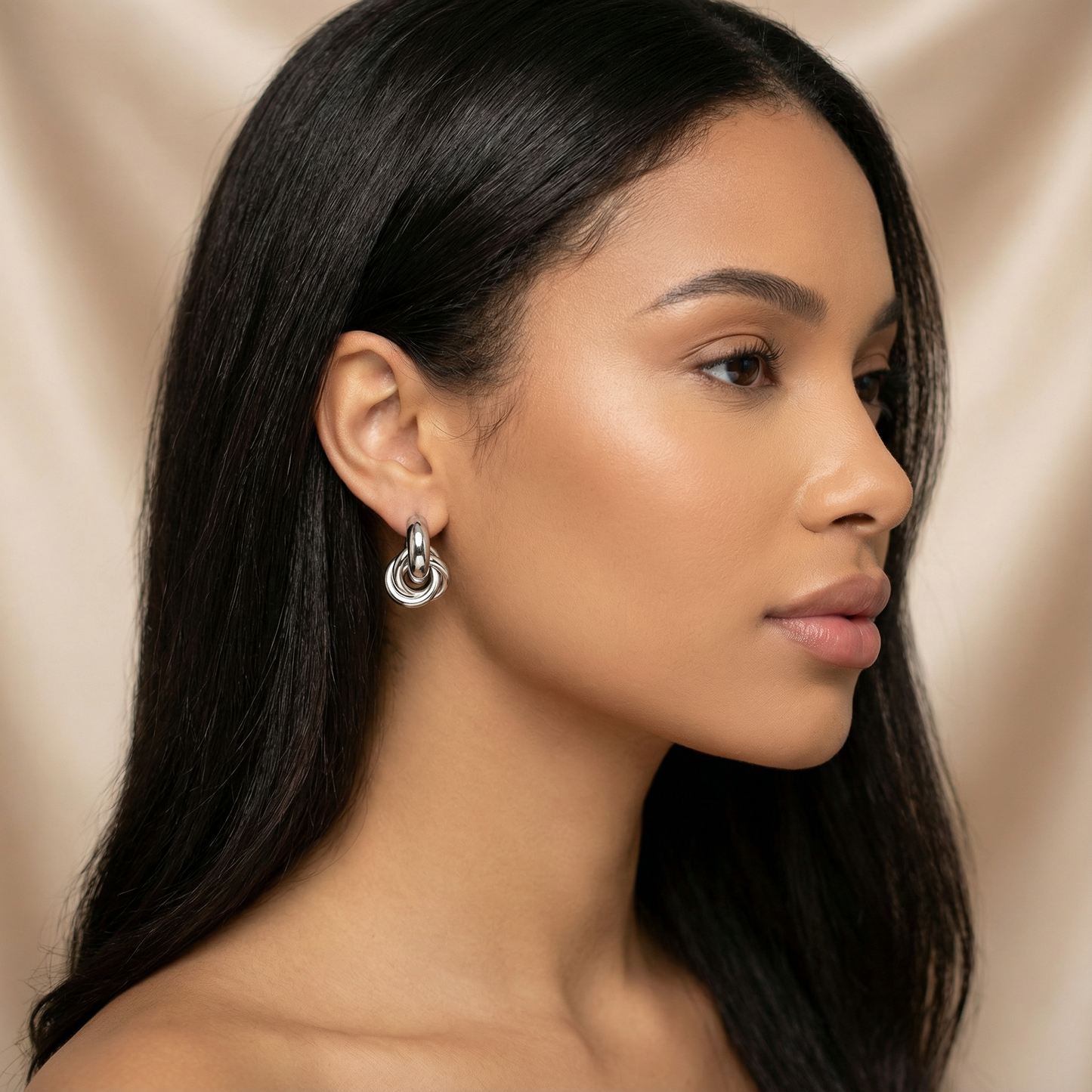 Gold & Silver Knot Hoop Earrings | Stainless Steel Chunky Interlocking Studs | Modern Women’s Fashion Earrings