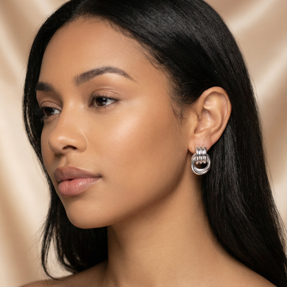 Gold, Silver & Two-Tone Loop Earrings | Stainless Steel Women’s Multi-Ring Studs | Modern Fashion Earrings