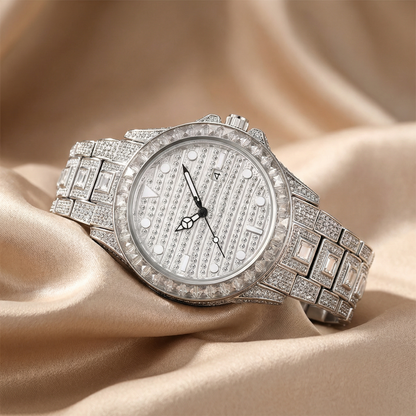 Luxury Iced Bracelet Women Watch in Gold Silver & Two Tone | Crystal Quartz Statement Watch for Spring & Summer Style
