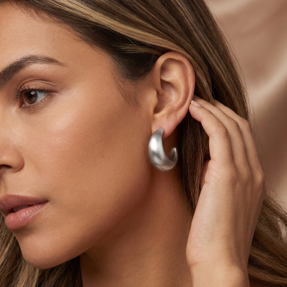 Luxury Sculpted Hoop Earrings in Gold & Silver | Bold Statement Curved Design