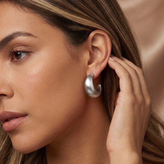 Luxury Sculpted Hoop Earrings in Gold & Silver | Bold Statement Curved Design