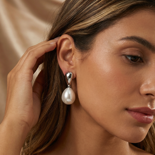 Pearl Drop Earrings in Gold & Silver | Elegant Minimal Design