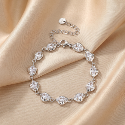 Crystal Link Bracelet in Gold & Silver | Elegant Stone Chain Design
