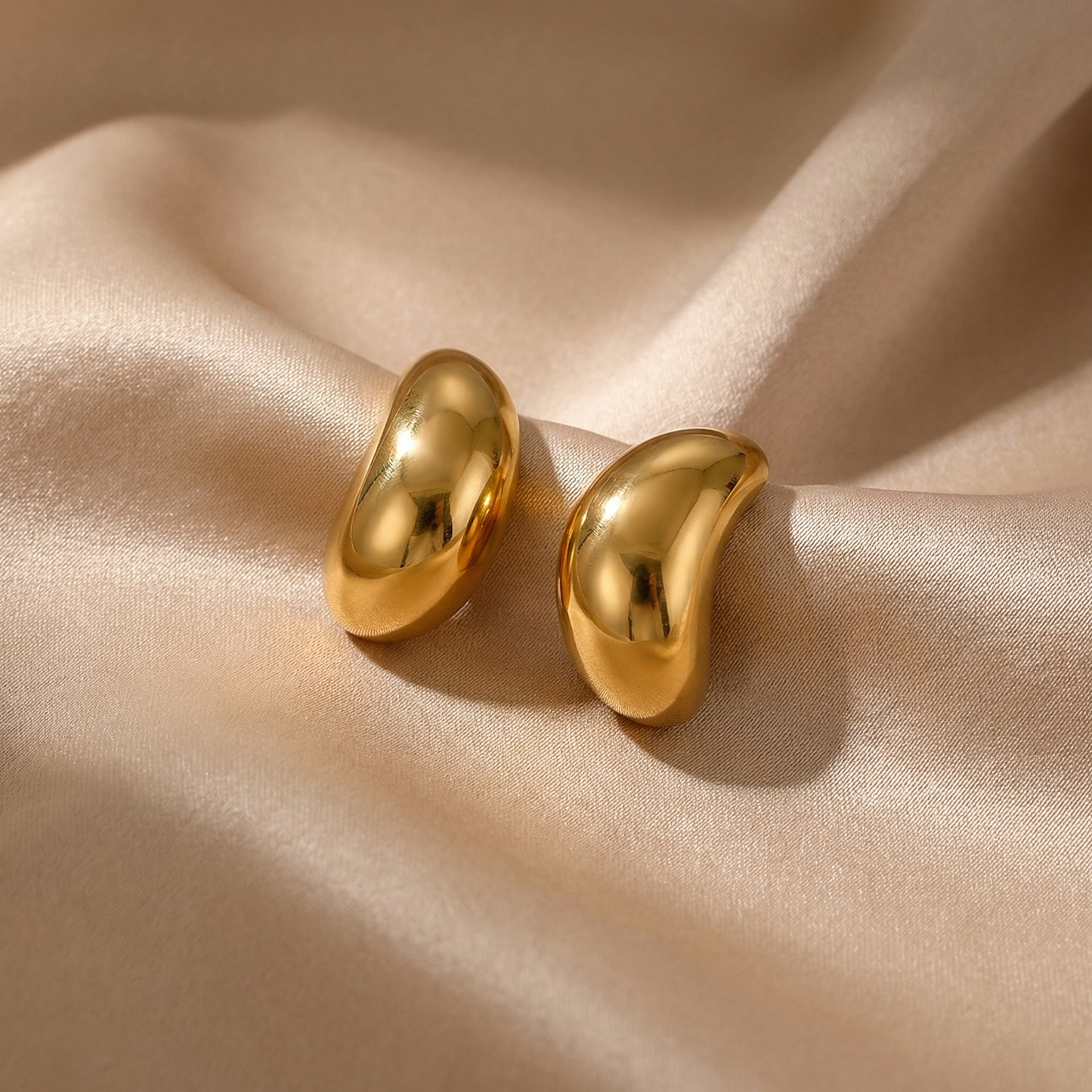 Bold Sculpted Dome Earrings in Gold | Modern Minimalist Statement Studs