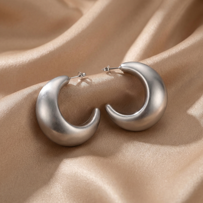 Luxury Sculpted Hoop Earrings in Gold & Silver | Bold Statement Curved Design