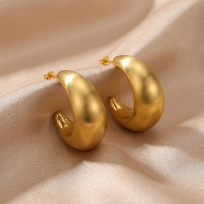 Luxury Sculpted Hoop Earrings in Gold & Silver | Bold Statement Curved Design