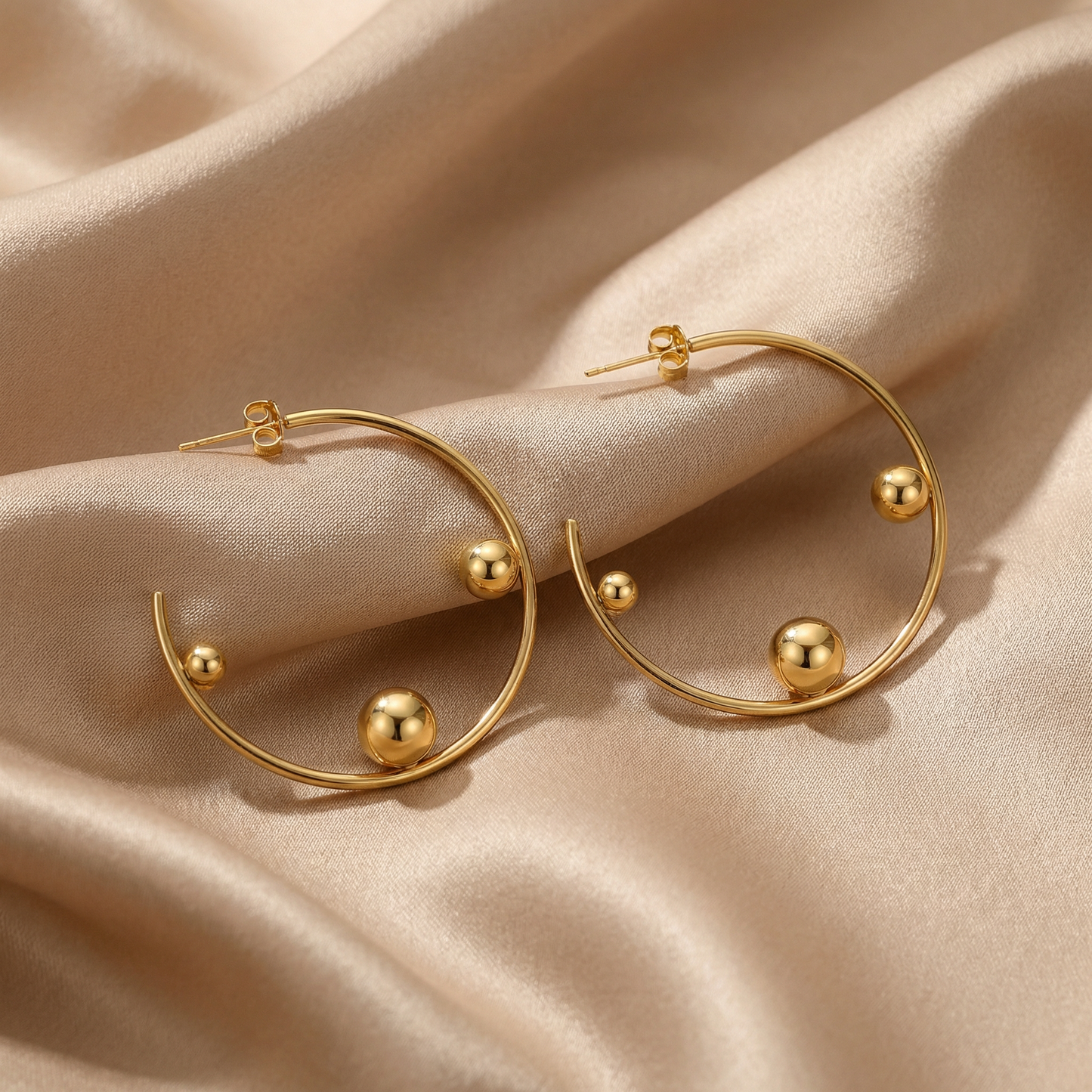 Minimalist Orb Hoop Earrings in Gold & Silver | Modern Open Circle Design