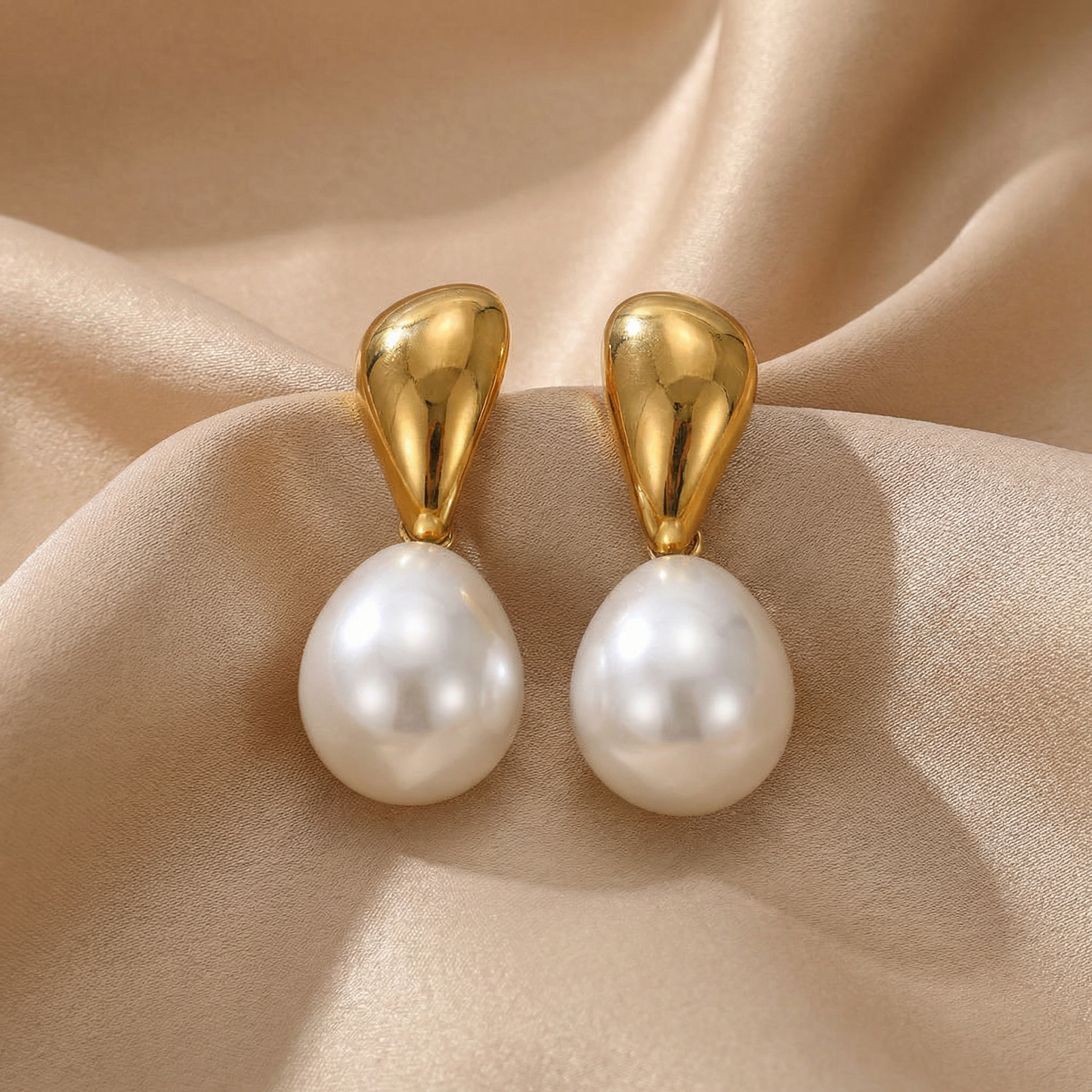 Pearl Drop Earrings in Gold & Silver | Elegant Minimal Design