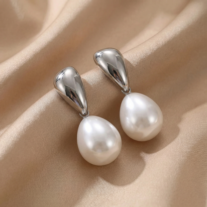 Pearl Drop Earrings in Gold & Silver | Elegant Minimal Design