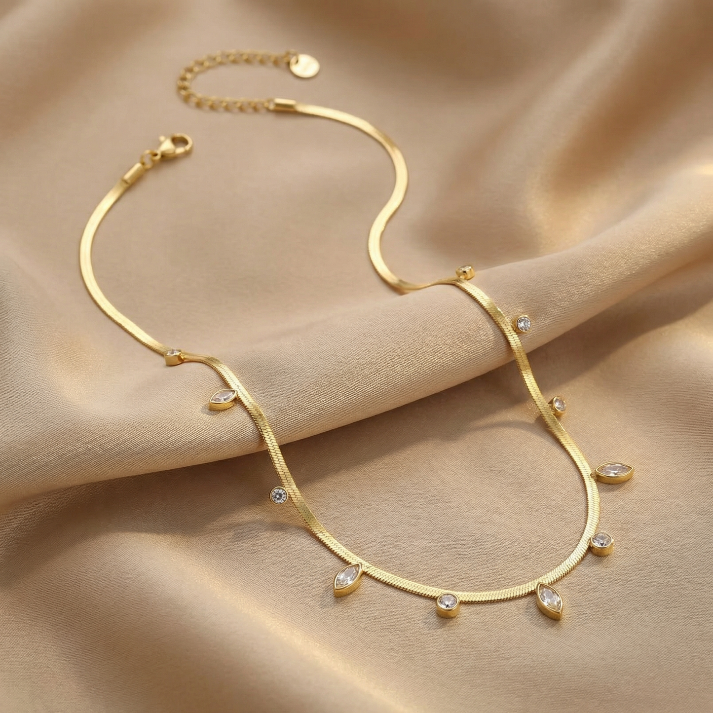 Elegant Crystal Drop Chain Necklace in Gold & Silver | Minimalist Stainless Steel Necklace for Spring & Summer Styling