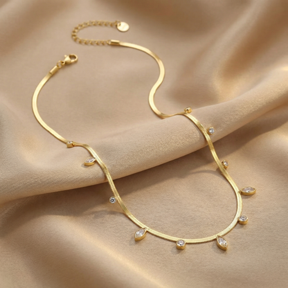 Elegant Crystal Drop Chain Necklace in Gold & Silver | Minimalist Stainless Steel Necklace for Spring & Summer Styling