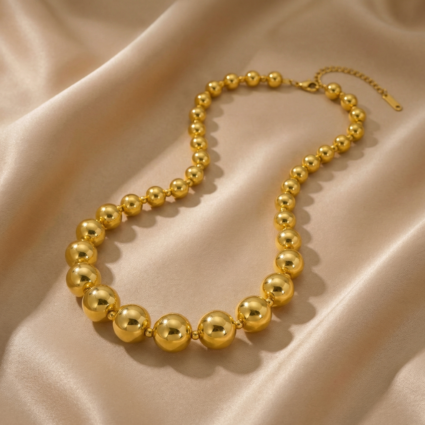 Polished Bead Necklace in Gold & Silver | Minimalist Statement Design