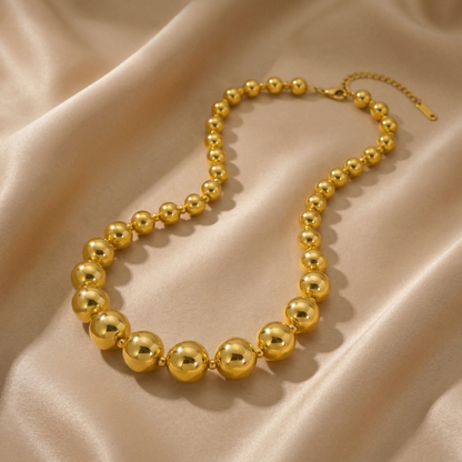 Polished Bead Necklace in Gold & Silver | Minimalist Statement Design