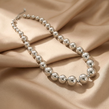 Polished Bead Necklace in Gold & Silver | Minimalist Statement Design