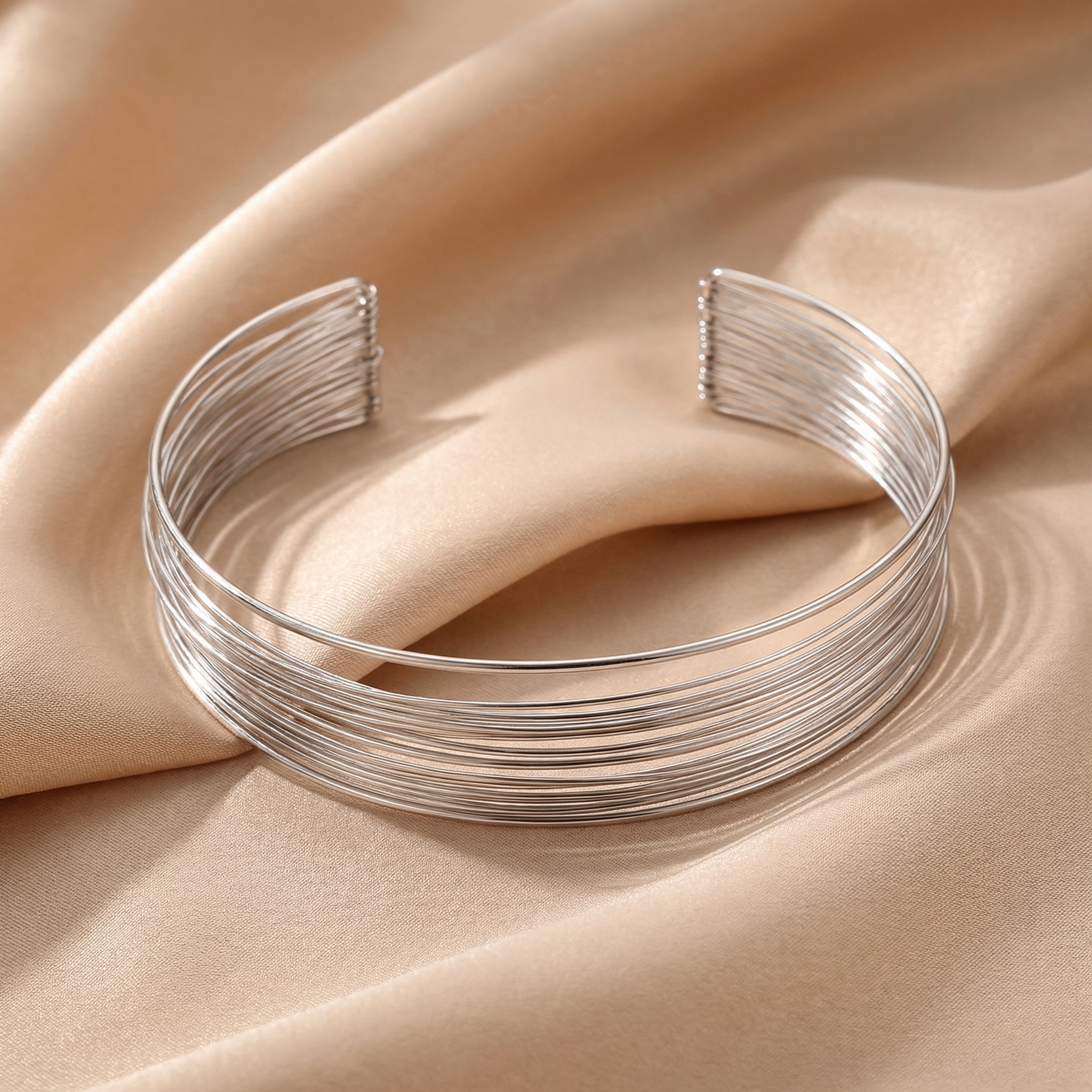 Luxury Multi-Layer Wire Cuff Bracelet in Gold & Silver | Minimalist Statement Design