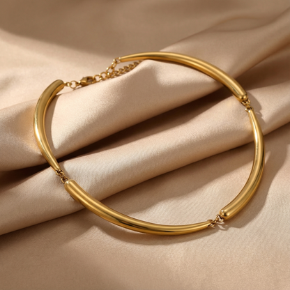 Smooth Curve Collar Necklace | Polished Gold &amp; Silver Finish | Modern Minimal Statement
