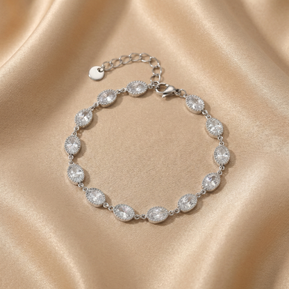 Gold & Silver Oval Link Stainless Steel Bracelet with Crystal Accents | Elegant Chain Bracelet | Timeless Everyday Jewellery