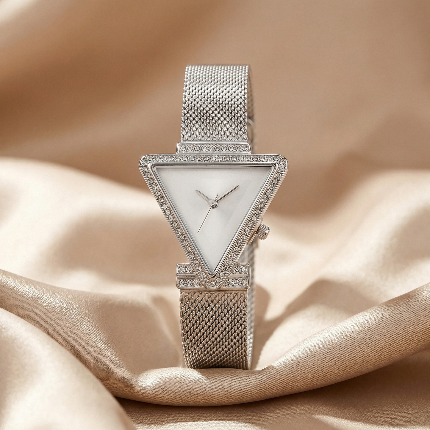 Elegant Triangle Bracelet Watch in Gold, Rose Gold & Silver | Stainless Steel Quartz Watch with Crystal Bezel