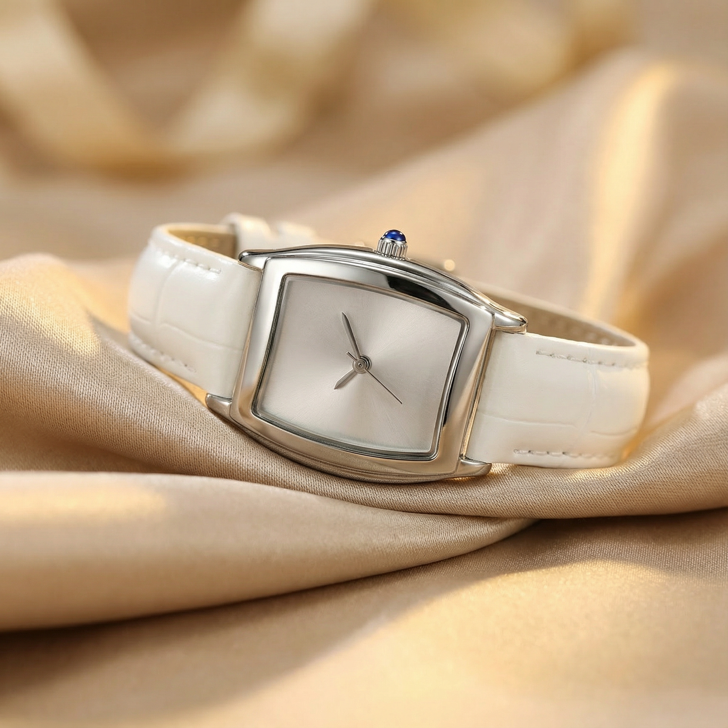 White Black Leather Stainless Steel Watch | Modern Square Dial Design | Women’s Timeless Accessories