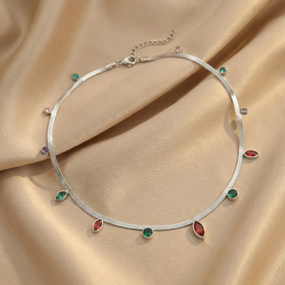 Elegant Minimalist Gemstone Necklace in Gold & Silver | Delicate Adjustable Chain Necklace for Spring &aSummer Style