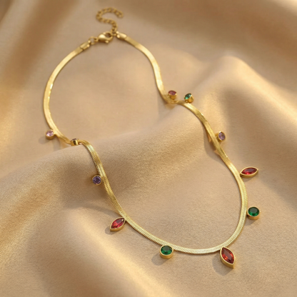 Elegant Minimalist Gemstone Necklace in Gold & Silver | Delicate Adjustable Chain Necklace for Spring &aSummer Style