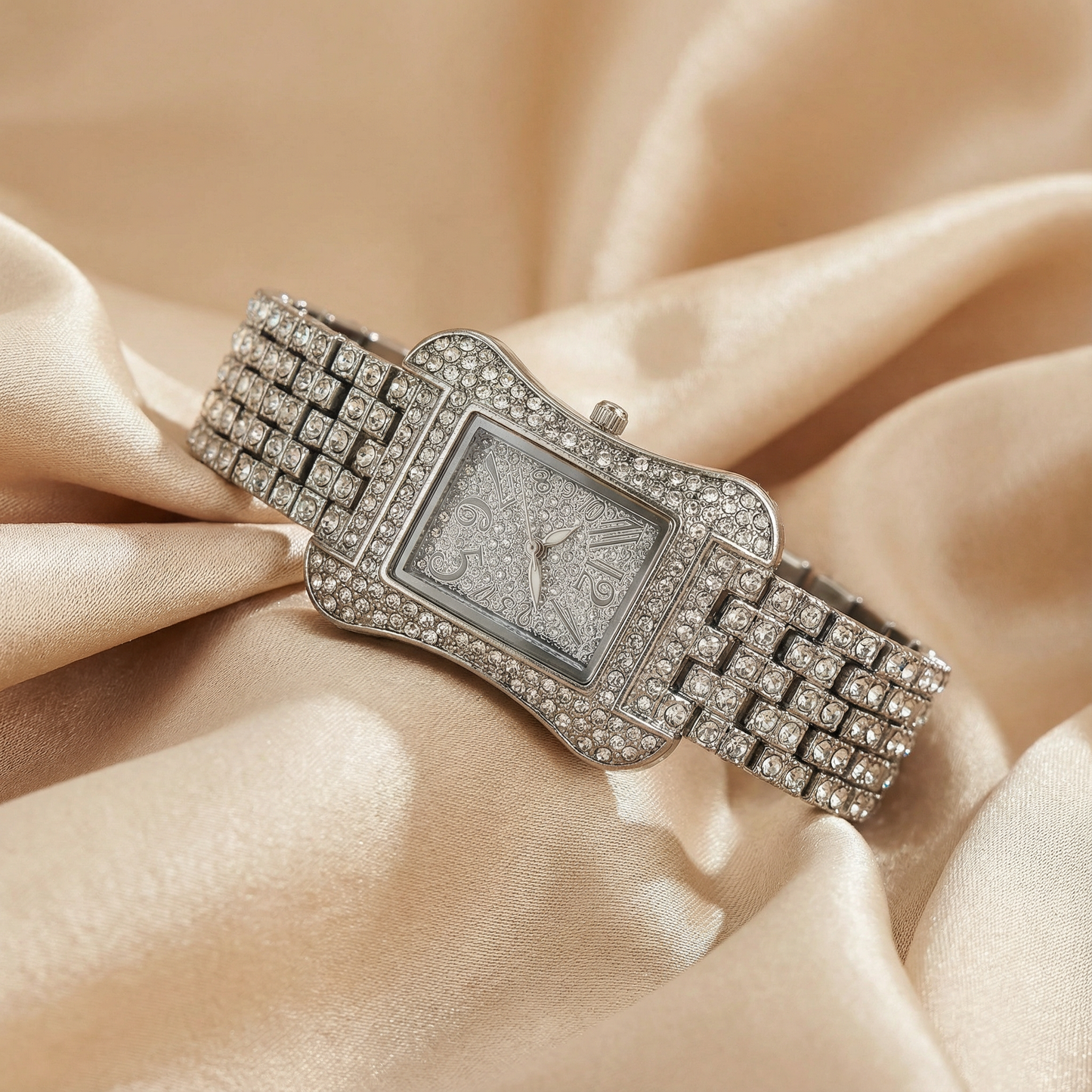 Gold, Rose Gold & Silver Rectangular Crystal Bracelet Watch for Women | Stainless Steel Bracelet | Luxury Dial Options