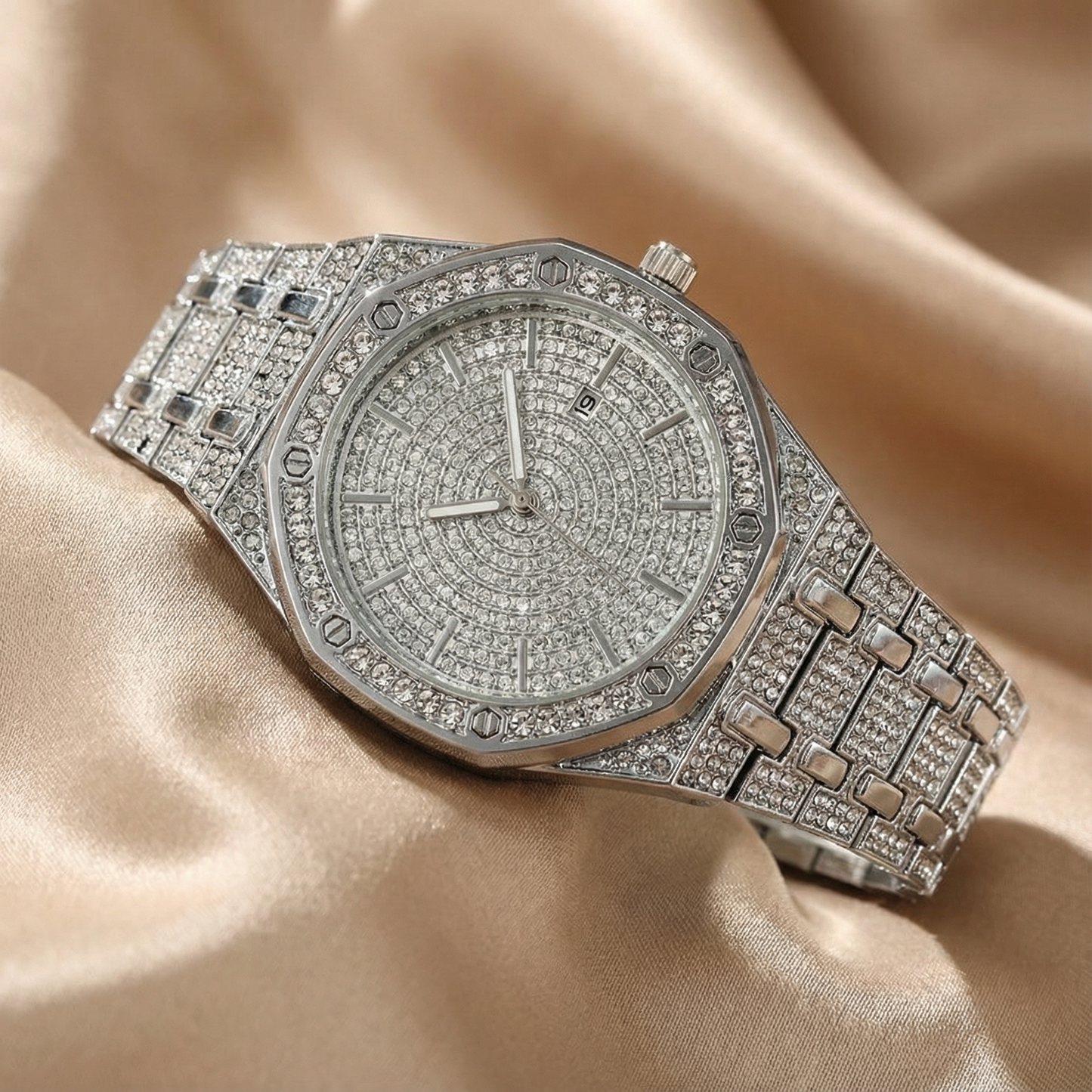 Stainless Steel Watch | Elegant Stone Pattern Design | Women’s Timeless Accessories