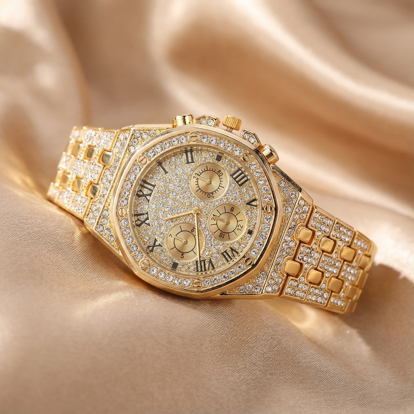 Stainless Steel Chronograph Watch | Elegant Stone Accent Design | Women’s Timeless Accessories