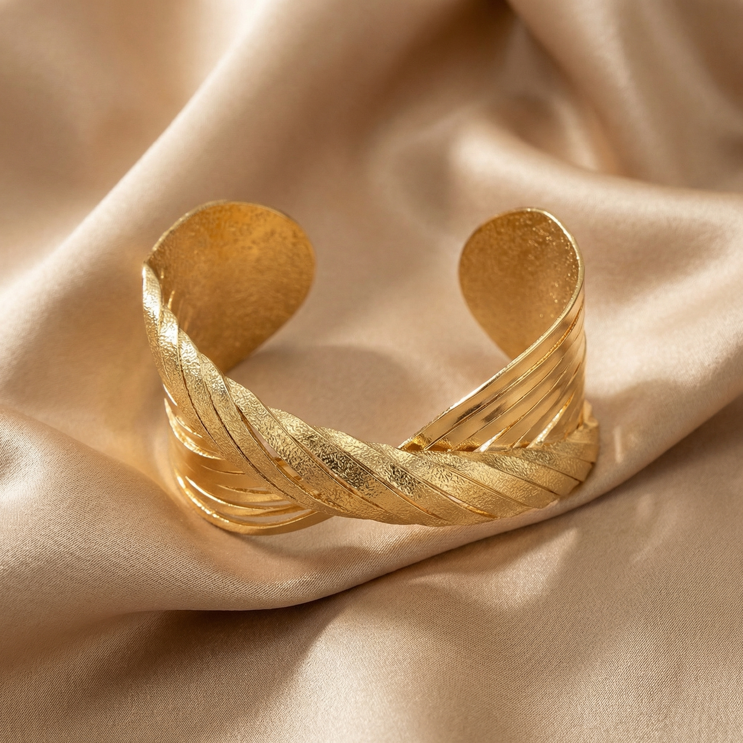 Gold & Silver Twisted Cuff Bracelet for Women | Open Statement Bangle