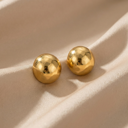 Elegant Dome Stud Earrings in Gold & Silver | Polished Stainless Steel Minimalist Statement Earrings