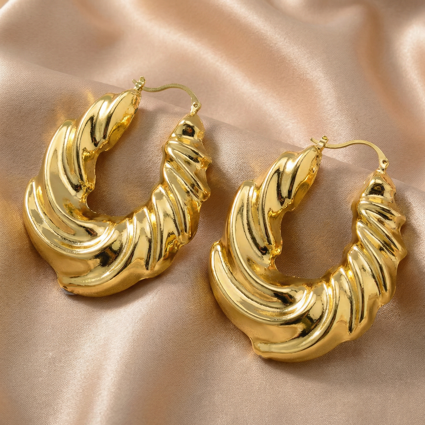 Chunky Gold Crescent Hoop Earrings | Polished Statement Hoop Earrings | Bold Modern Luxury Jewelry